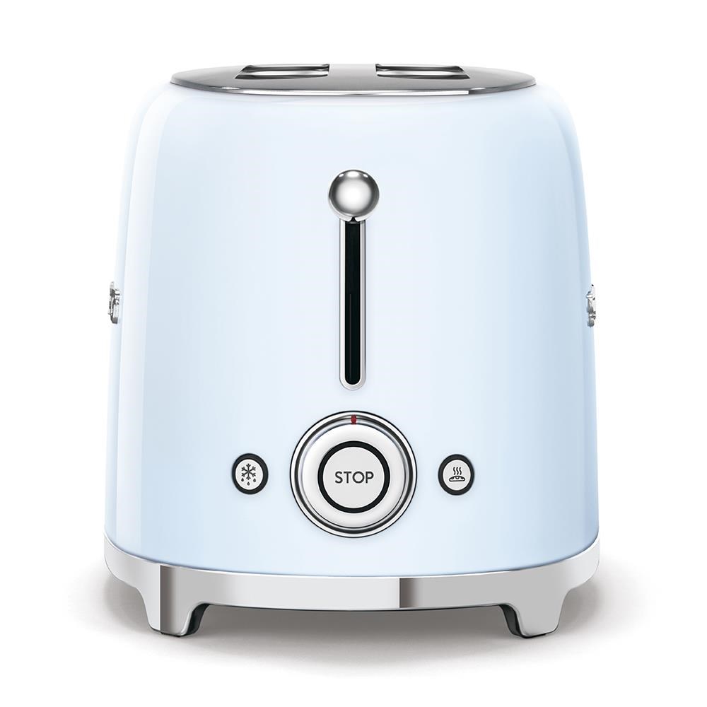 Smeg TSF02PBEU, toustovač / topinkovač, 4 toasty, 6 úrovní opékání, zásuvka na drobky, styl. 50. let, pastelově modrý1 