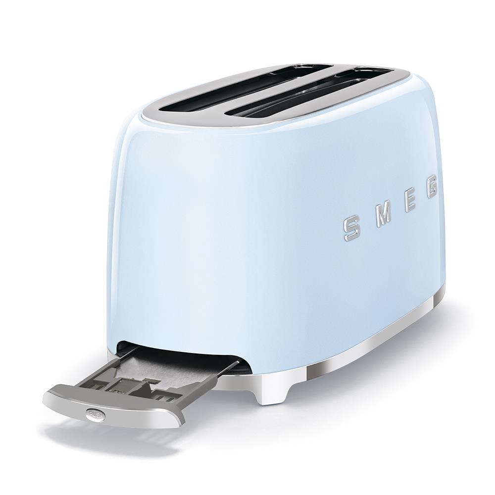 Smeg TSF02PBEU, toustovač / topinkovač, 4 toasty, 6 úrovní opékání, zásuvka na drobky, styl. 50. let, pastelově modrý2 