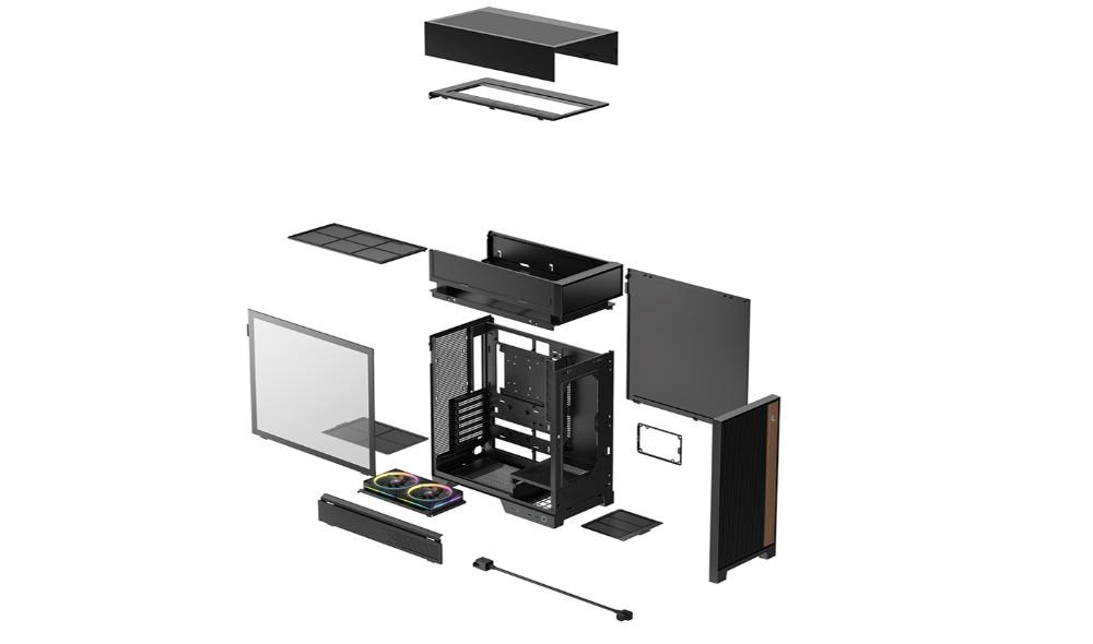 DEEPCOOL Case CL660,  ATX,  Průhledná bočnice,  černá9 