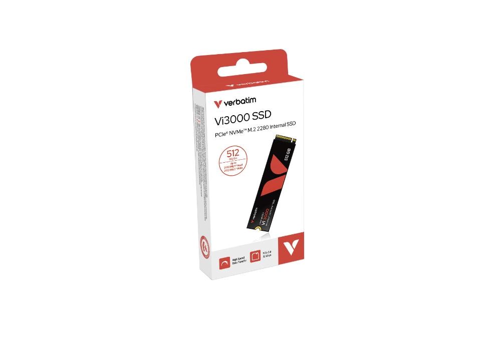 VERBATIM SSD Vi3000 Internal PCIe NVMe M.2 SSD 512GB ,  W 2500/  R 3300 MB/ s4 