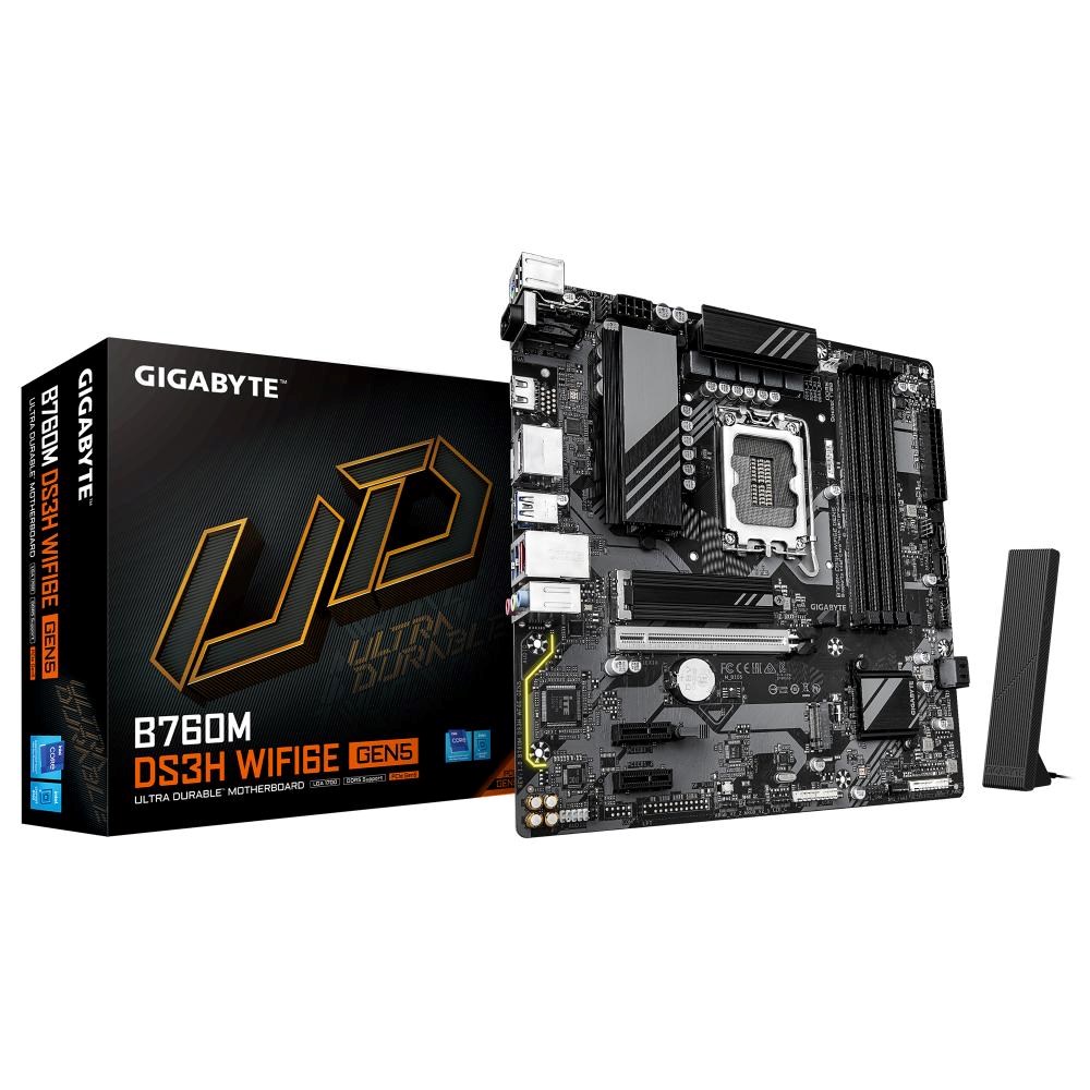BAZAR - GIGABYTE MB Sc LGA1700 B760M DS3H WIFI6E GEN5,  Intel B760,  4xDDR5,  2xDP,  1xHDMI,  mATX - Po opravě (Komplet)0 