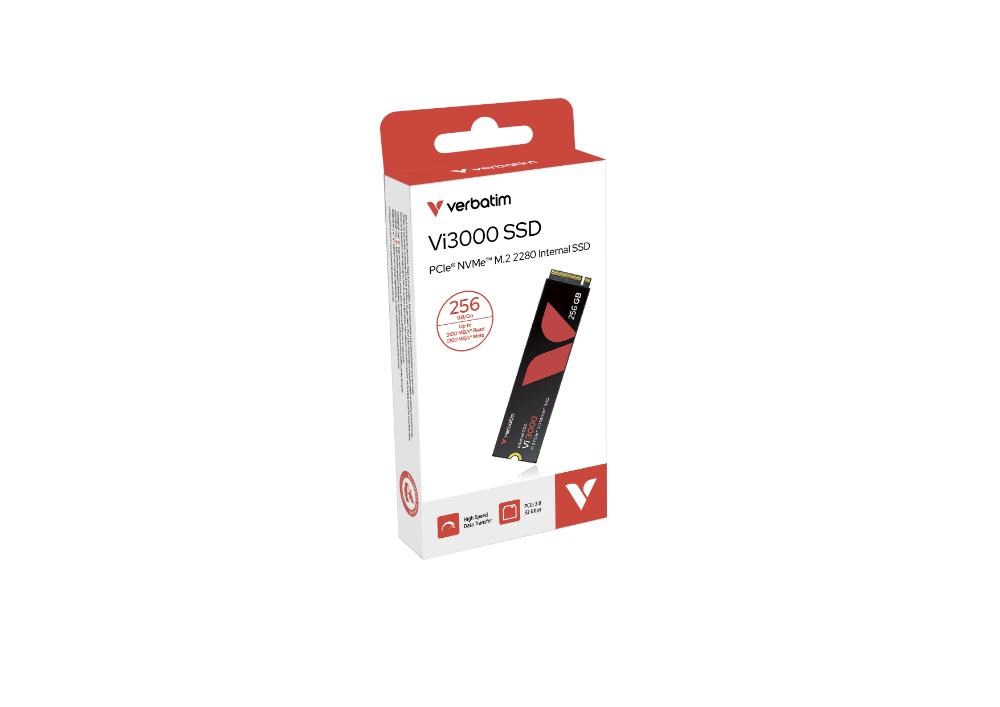 VERBATIM SSD Vi3000 Internal PCIe NVMe M.2 SSD 256GB ,  W 1300/  R 3300 MB/ s3 