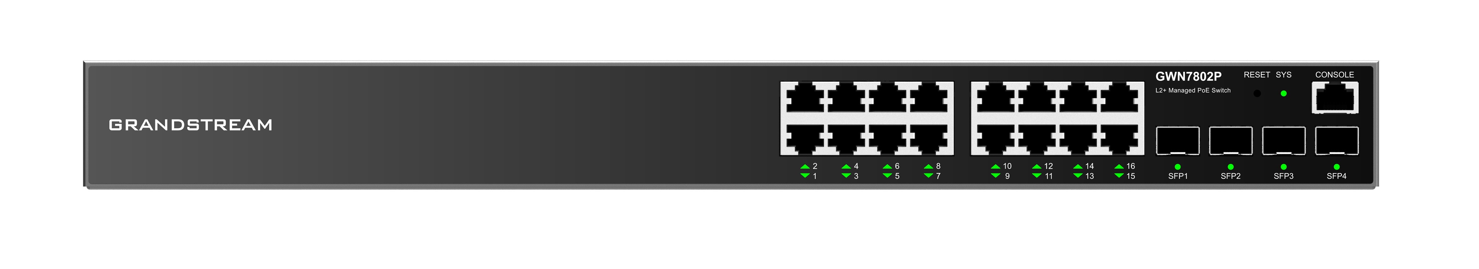 Grandstream GWN7802P Layer 2+ Managed Network PoE Switch 16 portů /  4 SFP0 