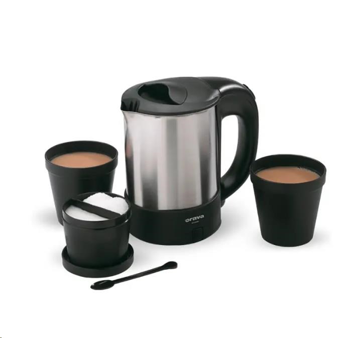 Orava elektrická cestovní konvice,  0, 5 l,  automatické vypnutí,  ochrana proti přehřátí,  krytá topná spirála,  příslušentsv0 