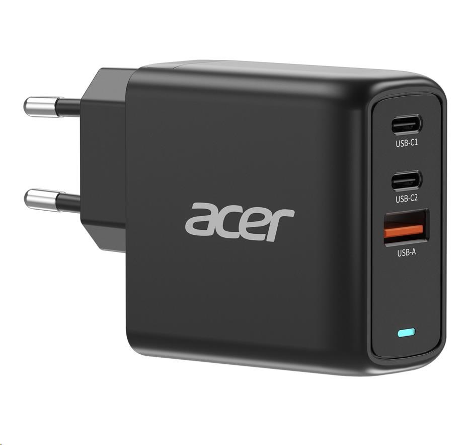 Acer GAN 67W PD charger, 2xUSB-C, 1xUSB-A čierny