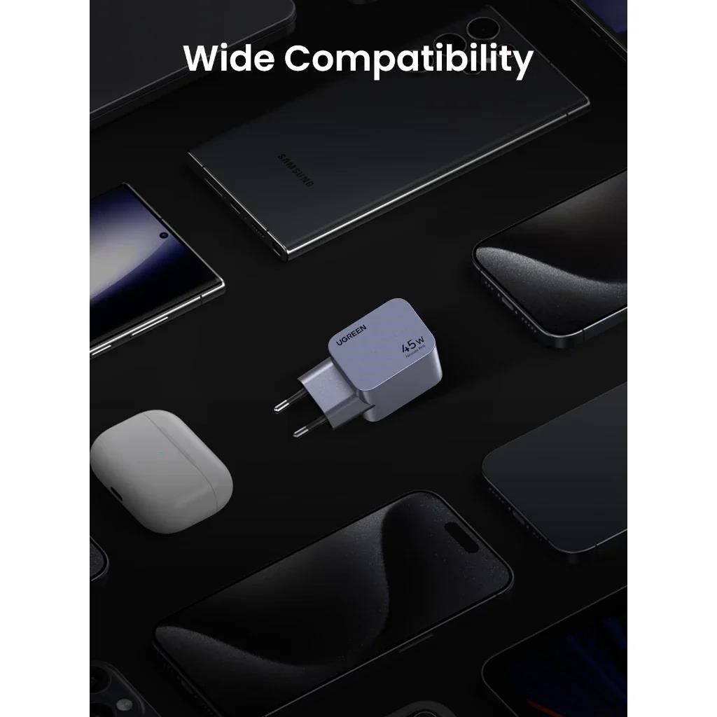 UGREEN síťová rychlonabíječka Nexode Pro 45W 2-Port USB-C,  GaN,  stříbrná5 
