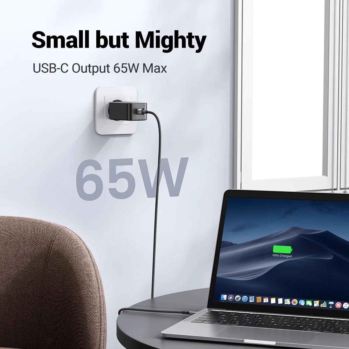 UGREEN síťová rychlonabíječka Nexode S 65W 3-Port,  2x USB-C, 1x USB-A,  GaN,  stříbrná2 