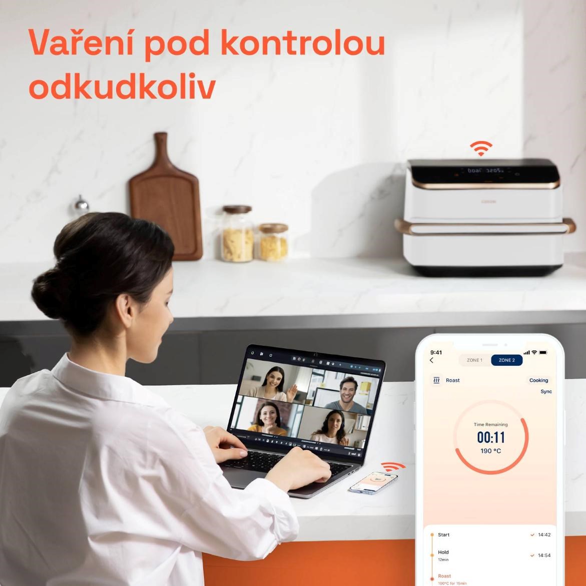 Cosori Dual Blaze TwinFry chytrá horkovzdušná fritéza10 L,  keramika,  bílá5 