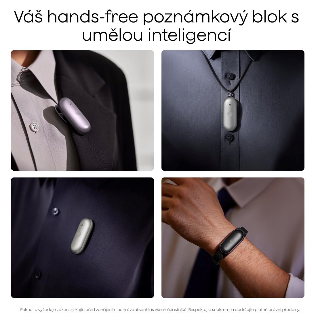 PLAUD Note Pin S Black - AI hlasový záznamník + náramek a šňůrka na krk8 