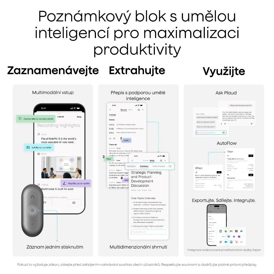 PLAUD Note Pin S Purple - AI hlasový záznamník + náramek a šňůrka na krk4 