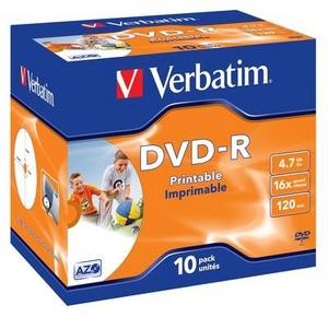 VERBATIM DVD-R (balenie 10 ks)Tlačiteľné/ 16x/ 4.7 GB/ šperk0 