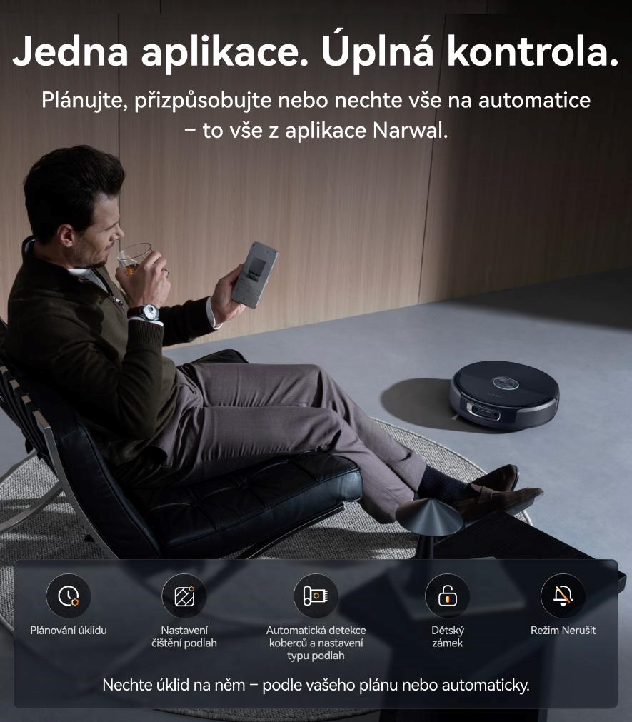 Narwal Flow2 compact station - AI robotický vysavač s pásovým mopem a samočistící stanicí s napojením na odpad9 