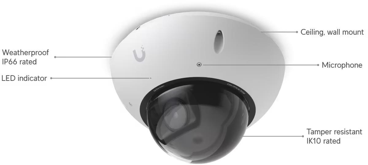 UBNT G6 Pro Dome - 8MP IP Kamera,  Bílá6 