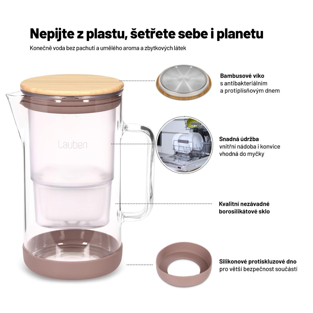 Lauben Glass Water Filter Jug 25GW - filtrační konvice1 