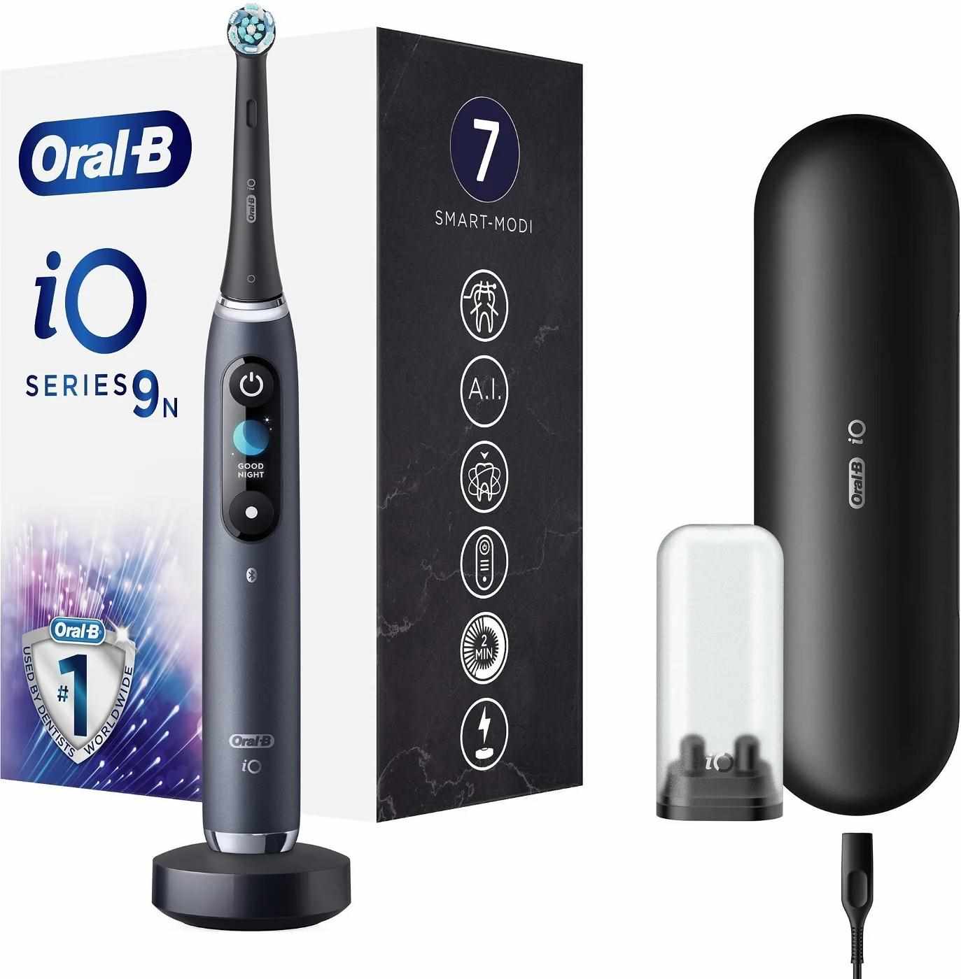 Oral-B iO Series 9 Black Onyx elektrický zubní kartáček,  magnetický,  senzor tlaku,  7 režimů,  OLED displej,  AI,  černý1 
