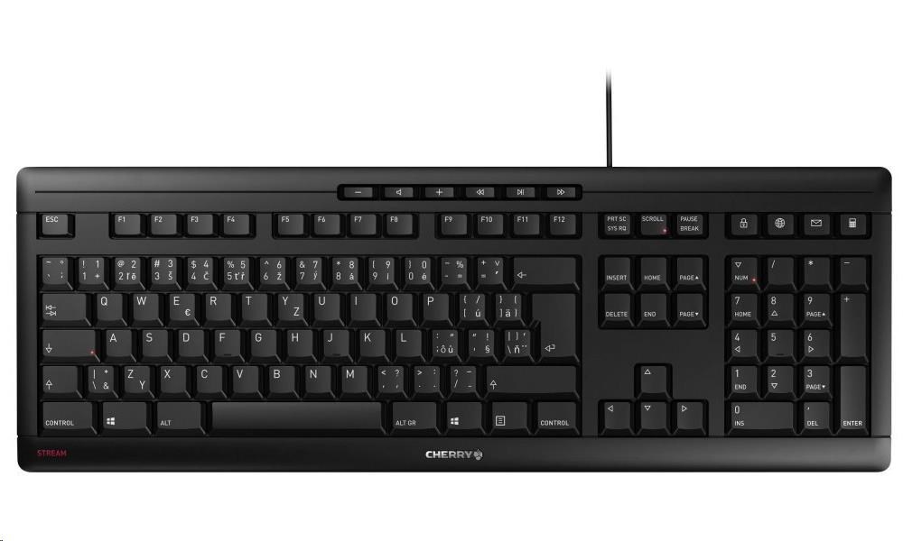 CHERRY klávesnice STREAM,  drátová,  USB,  CZ+SK layout,  černá0 