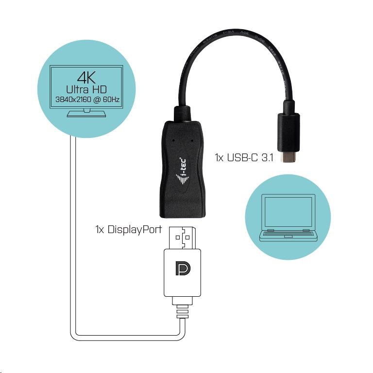 Bazar - iTec USB-C Display Port Adapter 4K/ 60 Hz,  z opravy1 