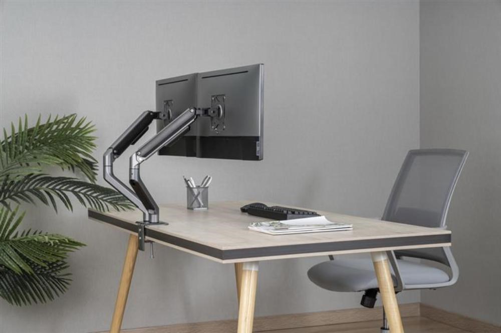 GEMBIRD Držák 2 monitorů na stůl MA-DA2-05,  naklápěcí,  až do 32” a 9kg,  vesmírně šedý7 