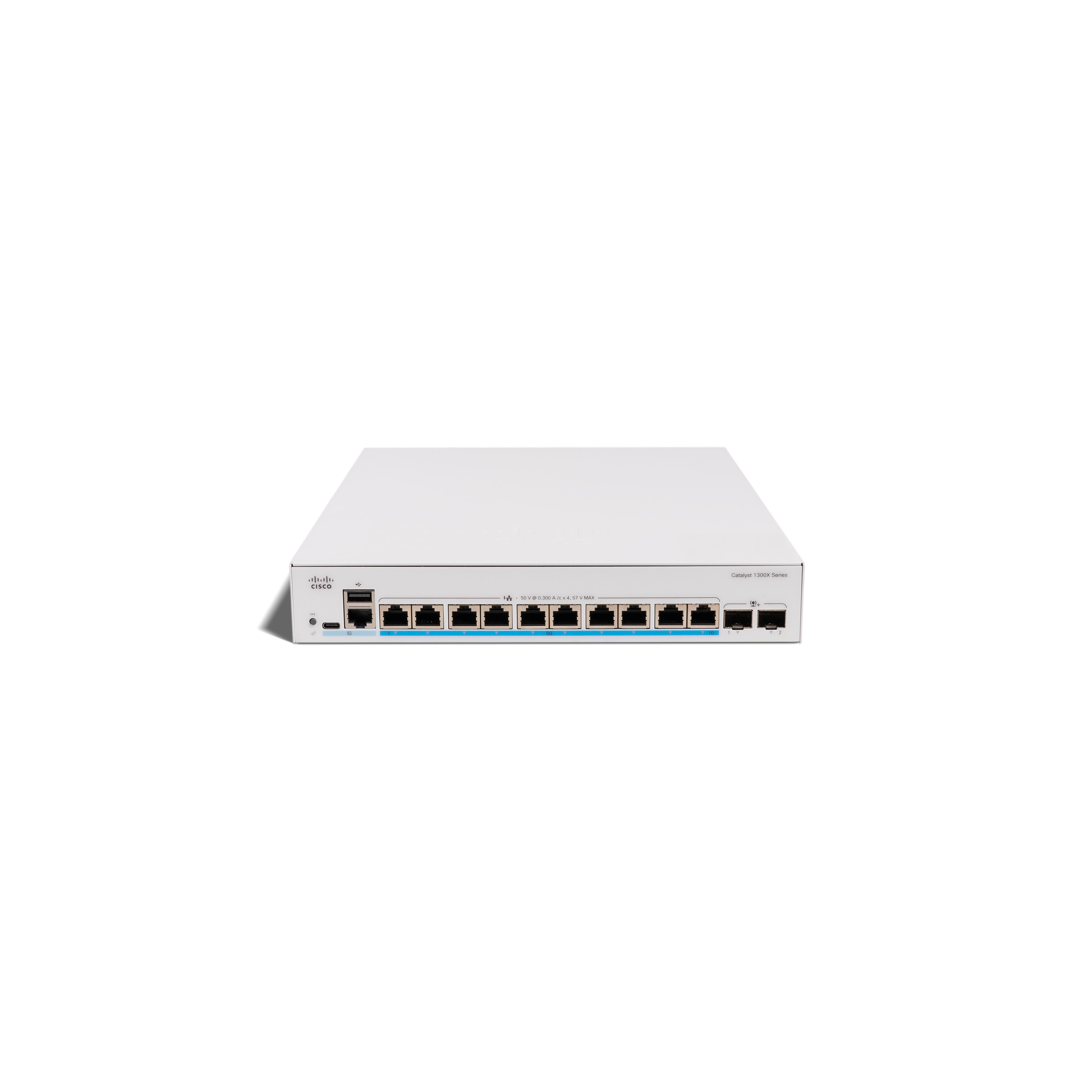 Cisco Catalyst switch C1300X-10NU-2X (10x5GbE, 2xSFP28, 10Gb/ s uplink - 25Gb/ s stack only, 10xPoE++, 385W)0 