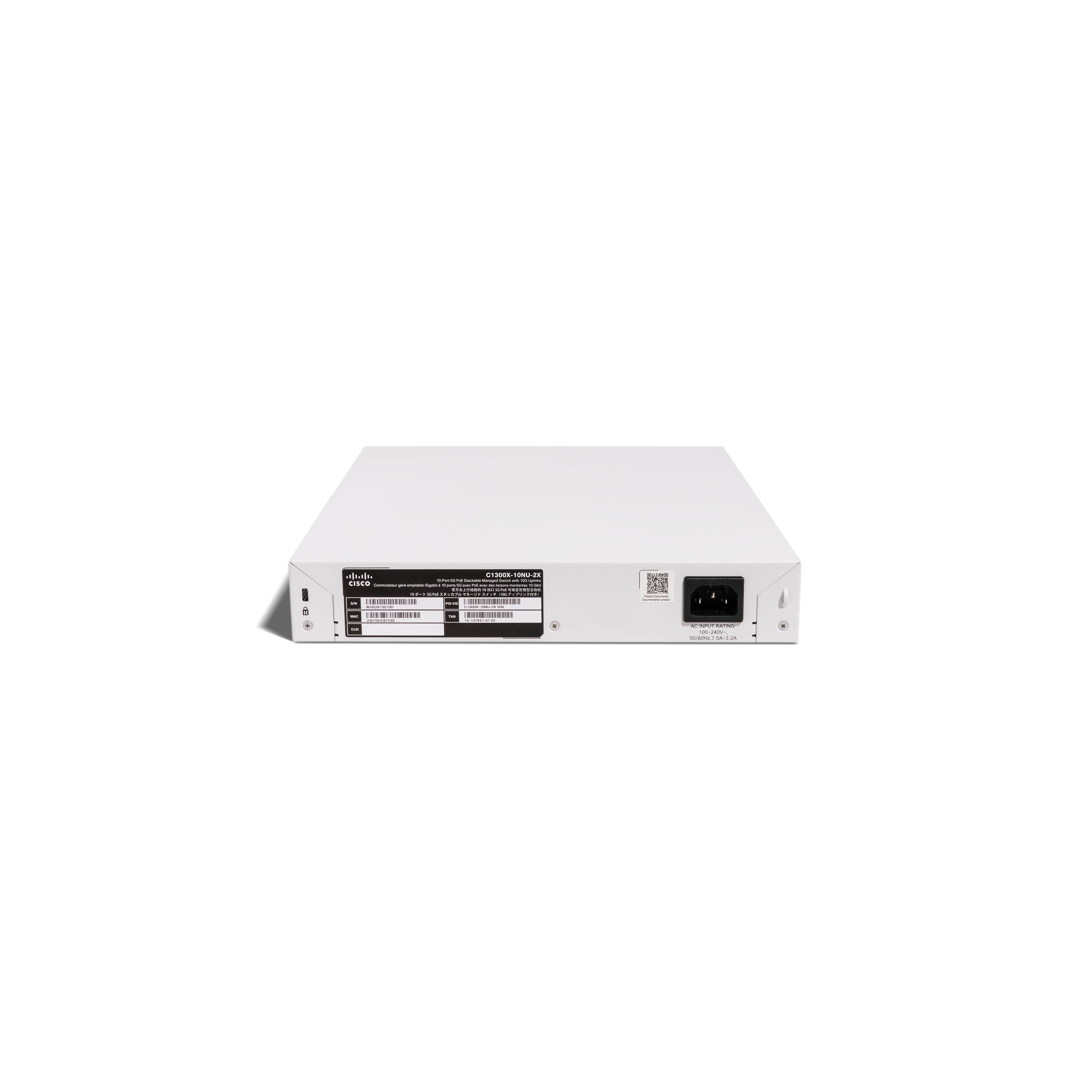 Cisco Catalyst switch C1300X-10NU-2X (10x5GbE, 2xSFP28, 10Gb/ s uplink - 25Gb/ s stack only, 10xPoE++, 385W)1 