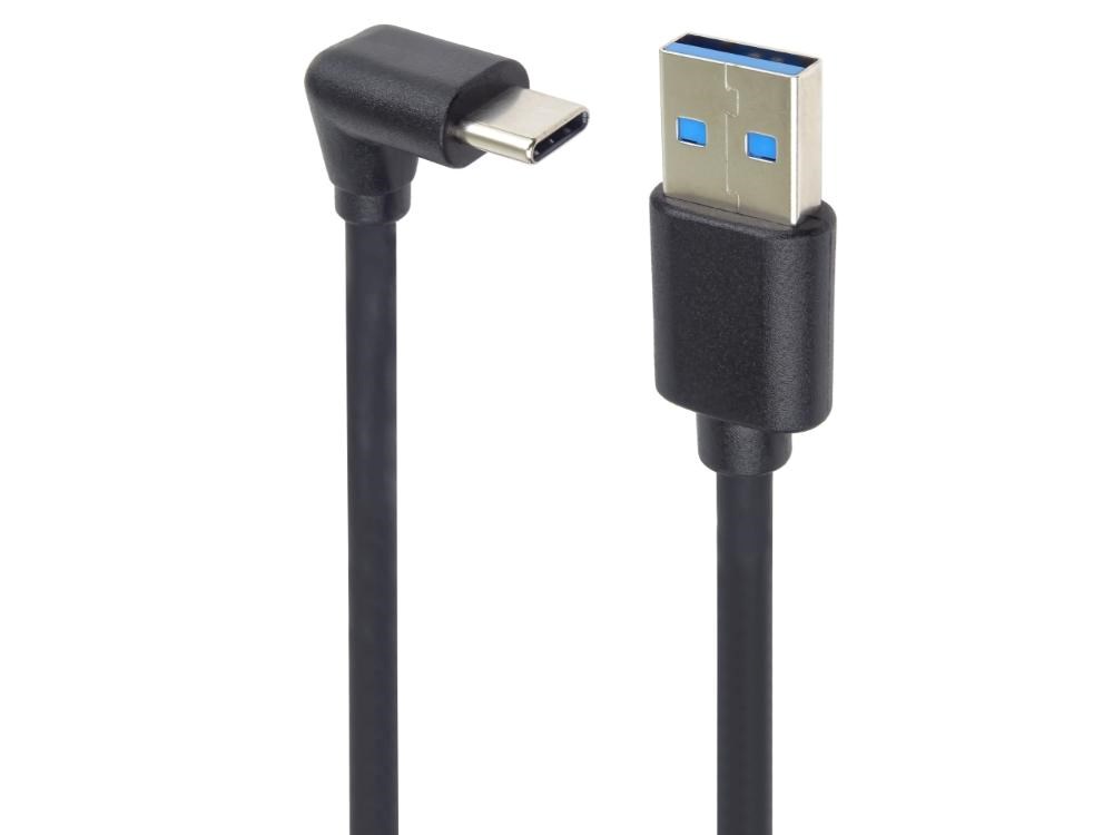 PremiumCord USB C-USB A, zahnutý, čierny, 3m