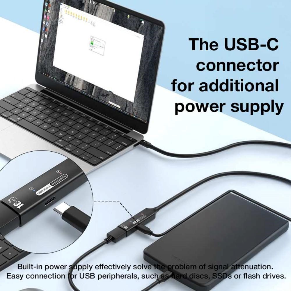 PremiumCord USB-C 3.2 Gen 2 repeater a prodlužovací kabel Male-Female,  10Gbps Aluminium 10m11 