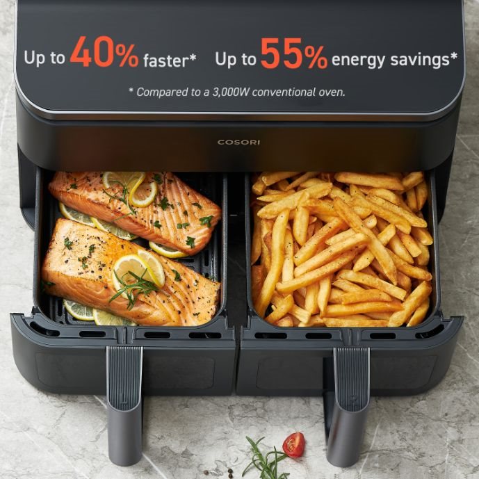 BAZAR - Cosori Dual Basket horkovzdušná fritéza 8.5l  + 5x špíz a rošt - Rozbaleno (Komplet)5 