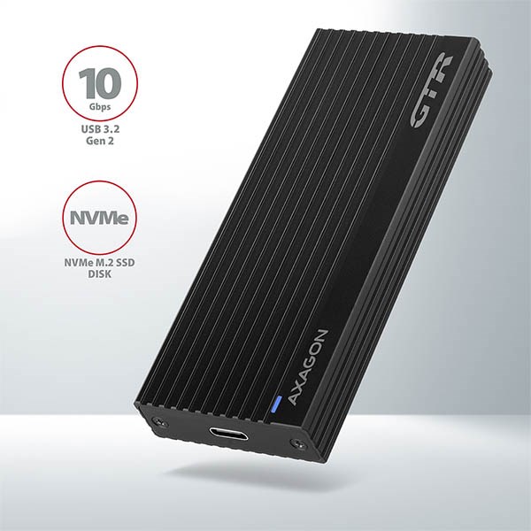 BAZAR - AXAGON EEM2-GTR,  USB-C 3.2 Gen 2 - M.2 NVMe SSD kovový THIN RIB box - Po opravě (Náhradní krabice)1 