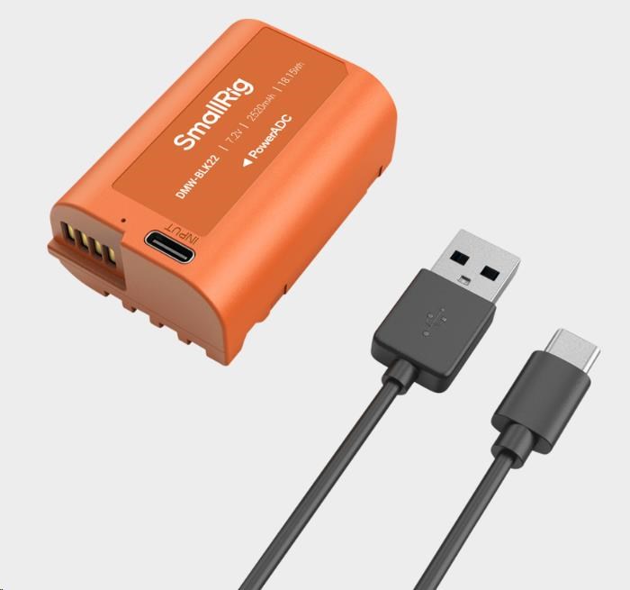 SmallRig 4979 Camera Battery USB-C Rechargeable DMW-BLK22 Orange1 