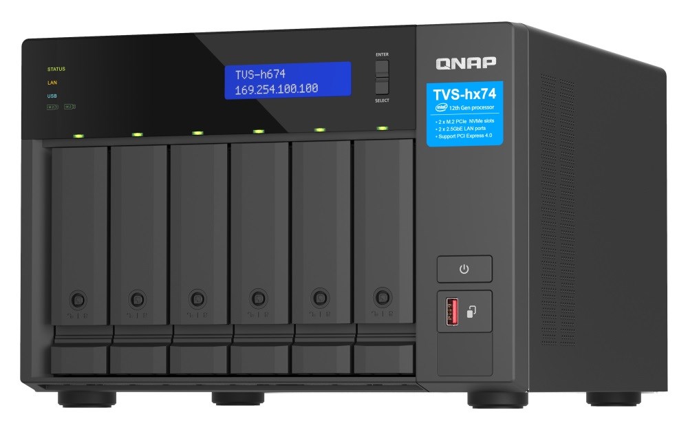 QNAP TVS-h474-i3-8G (4C/ i3-12100/ 4, 3GHz/ 8GBRAM/ 4xSATA/ 2x2, 5GbE/ 2xM.2/ 3xUSB3.2/ 1xHDMI/ 2xPCIe)0 