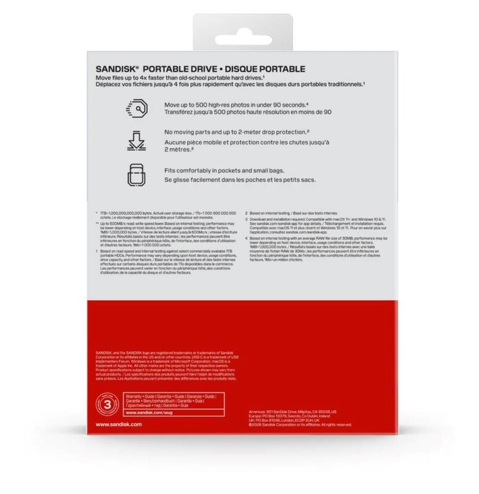 SanDisk externí SSD 1TB Extreme Portable,  USB-C 3.2,  (R: 600MB/ s)11 