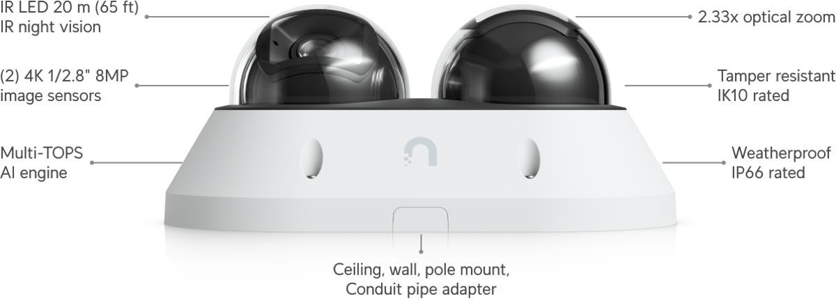 UBNT AI Multi Sensor 2,  UniFi Protect panoramatická IP kamera,  16MP,  bílá1 