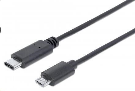 MANHATTAN USB kábel 2.0 C,  C samec /  Micro-B samec,  čierna0 