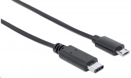 MANHATTAN USB kábel 2.0 C,  C samec /  Micro-B samec,  čierna1 