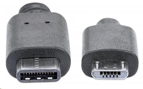 MANHATTAN USB kábel 2.0 C,  C samec /  Micro-B samec,  čierna2 