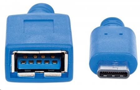MANHATTAN USB kábel 2.0 A - USB 3.1 C (F/ M),  modrá2 