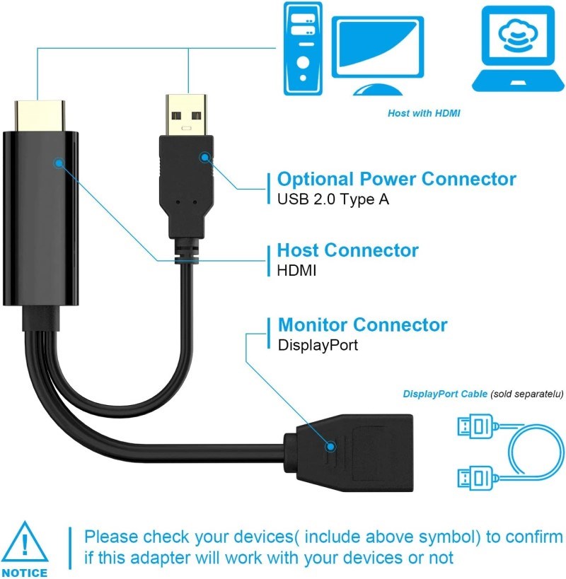 Adaptér PREMIUMCORD HDMI na DisplayPort s napájacím zdrojom4 