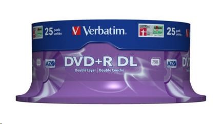 VERBATIM DVD+R(25-balenie) Dvojvrstvové/ 8x/ 8.5 GB/ vreteno1 