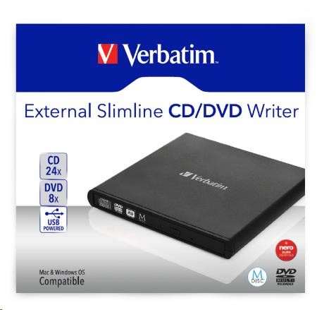 VERBATIM externí mechanika DVD-RW Rewriter USB 2.0 Black + NERO2 