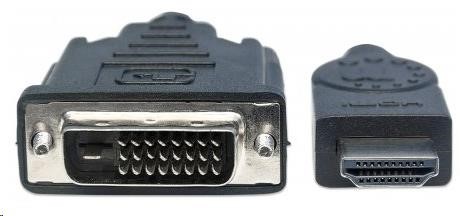 MANHATTAN HDMI samec - DVI-D 24+1 samec,  dvojlinkové prepojenie,  čierna farba,  3 m2 
