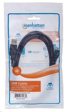 MANHATTAN vysokorýchlostný kábel USB pre zariadenia,  samec typu A /  samec typu Micro-B,  3 m,  čierny4 