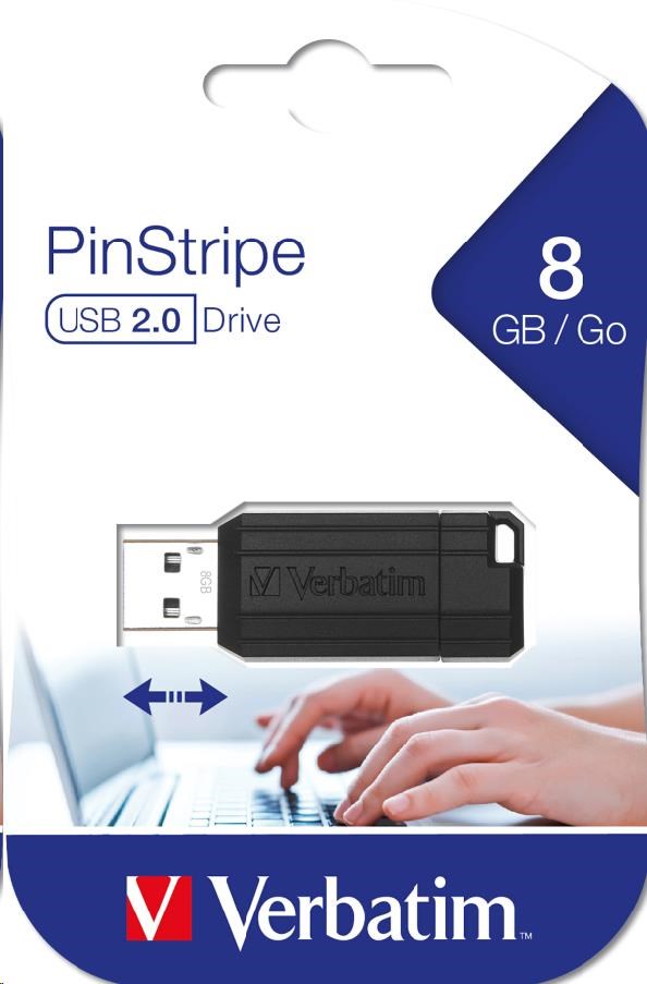 VERBATIM Flash disk 8 GB Store "n" Go PinStripe,  čierny6 