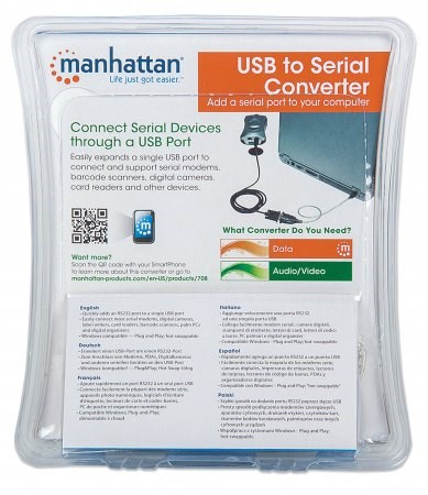 MANHATTAN prevodník USB na sériový port (USB AM /  DB9M,  RS232),  blister7 