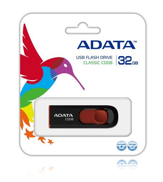 ADATA Flash Disk 32GB C008,  USB 2.0 Klasická,  čierna2 