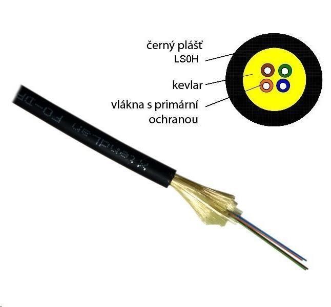 Optický kabel XtendLan DROP FTTx,  12x 9/ 125 SM,  G.657A,  LS0H,  černý,  cívka 1km0 