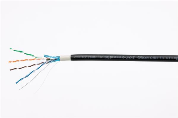FTP kabel LYNX Cat5E,  drát,  dvojitý venkovní PE+PVC,  černý,  305m cívka0 