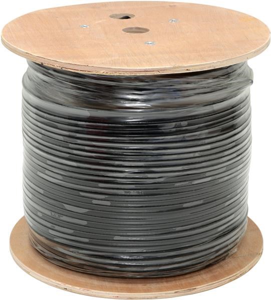 FTP kabel LYNX Cat5E,  drát,  dvojitý venkovní PE+PVC,  černý,  305m cívka1 