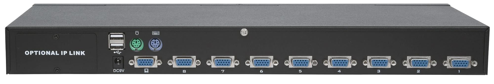Intellinet 8-portový KVM prepínač do racku,  USB + PS/ 2,  vrátane 8 káblov2 
