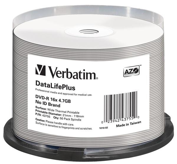 VERBATIM DVD-R(50-balenie)/ vreteno/ 16X/ 4.7 GB/ DataLife Plus Wide Thermal Professional Bez ID značky0 