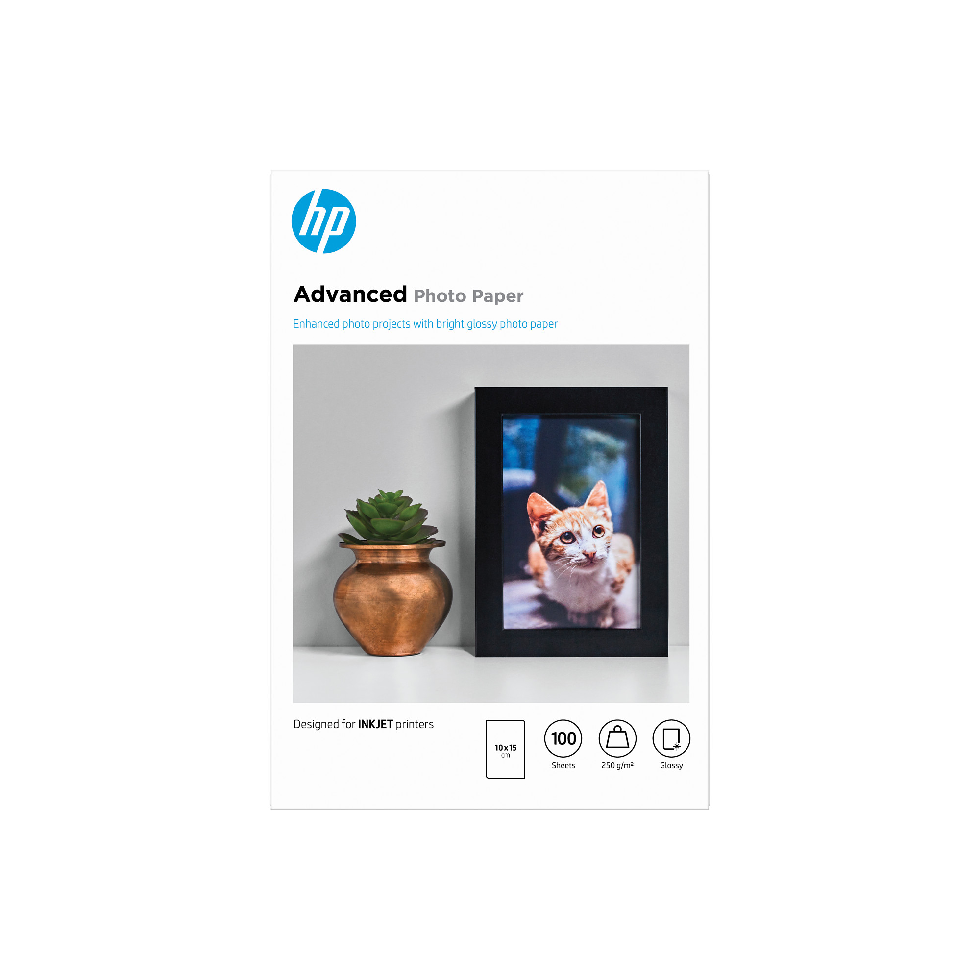 HP Advanced Glossy Photo Paper-100 sht/ 10 x 15 cm borderless,   250 g/ m2,  Q8692A0 